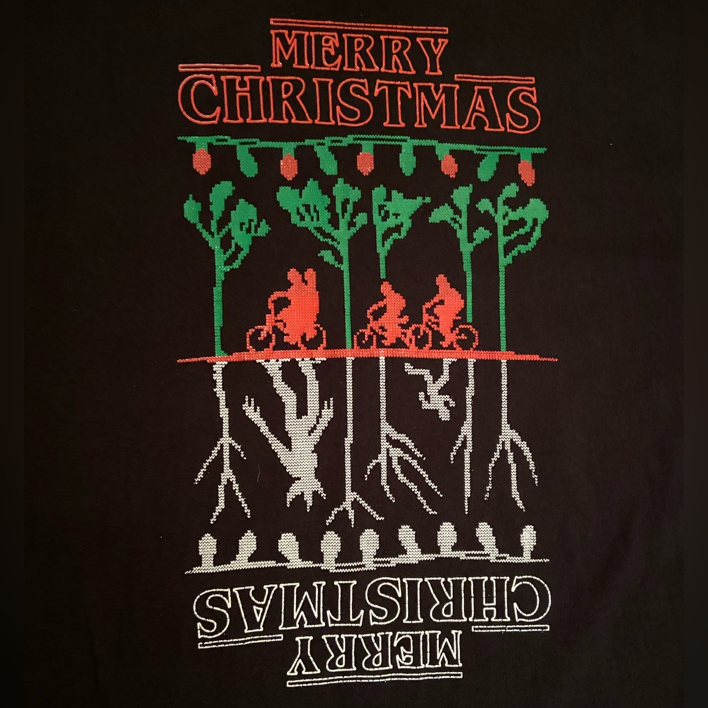 Stranger Things Merry Christmas Unisex Tee Size 2XL - Fair Condition See Photos